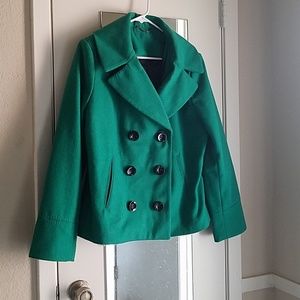 Merona Green Wool Double Breasted Peacoat (Medium)